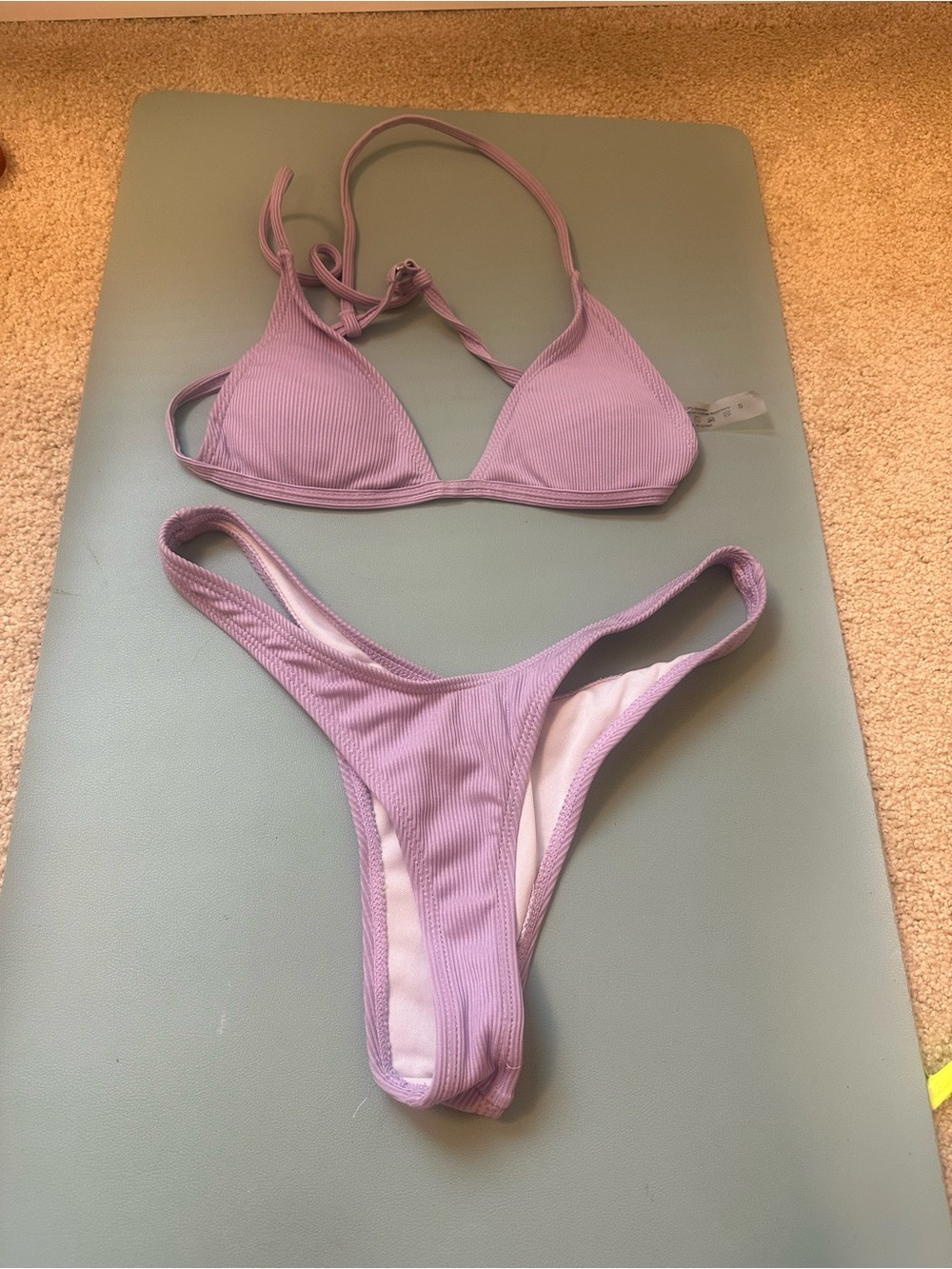 Women’s Ribbed Lilac Bikini Set - Unbranded